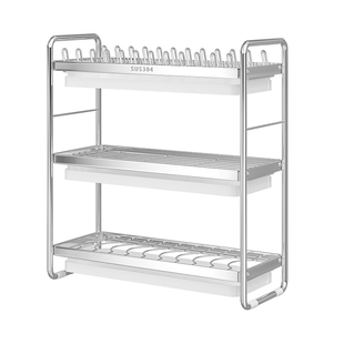 304不锈碗碟沥水架厨房置物架台面放碗筷餐具收纳支架窄款多功能