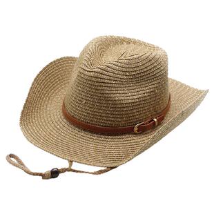 西部牛仔帽草帽带防风绳小皮带配饰礼帽骑马旅游出行帽子 Cowboy