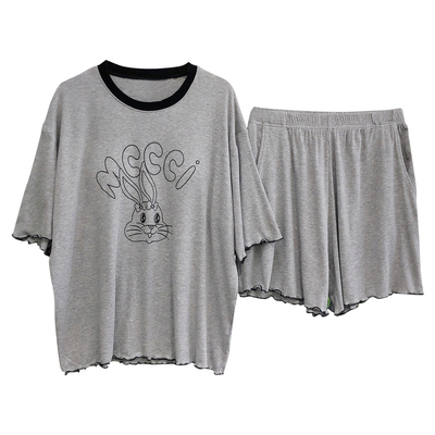 女莫代尔睡衣带胸垫短袖短裤