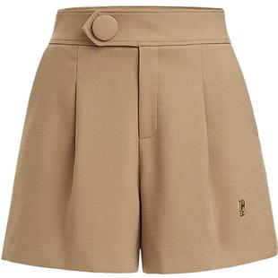 【会员专享】红袖金属装饰短裤冬季2024新款女拼接宽腰直筒裤