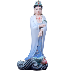 陶瓷精工彩观世音菩萨佛像摆件