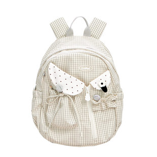 LOLA DESIGN啵啵领复古双肩包 大容量书包大学生上学初高中背包