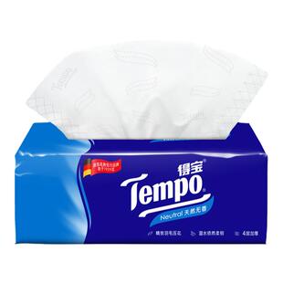 Tempo得宝4层软抽纸巾90抽*4包商超市同款2275-C抽纸面巾餐巾纸