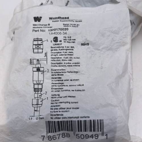 【请询价】Woodhead伍德海德连接器1300170020