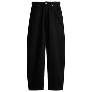 HM女装冬季灯笼裤腿宽松筒形高腰牛仔裤1229032