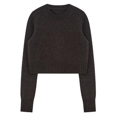 小圆领极简膨体羊毛无缝一体毛衣