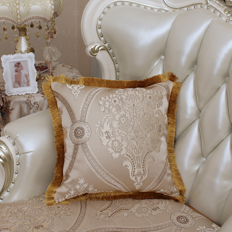 客厅欧式靠枕腰枕沙发抱枕复古刺绣靠垫套子办公室酒店含芯大腰垫