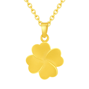 水贝黄金官方旗舰店足金999四叶草吊坠项链纯金小克重礼物送女友