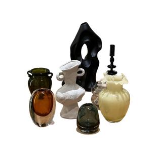 法式陶瓷花瓶创意家居客厅餐桌侘寂风复古中古大口径插花装饰摆件