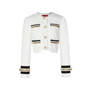 【明星同款】lefame拉飞姆小香风珍珠蕾丝短上衣外套