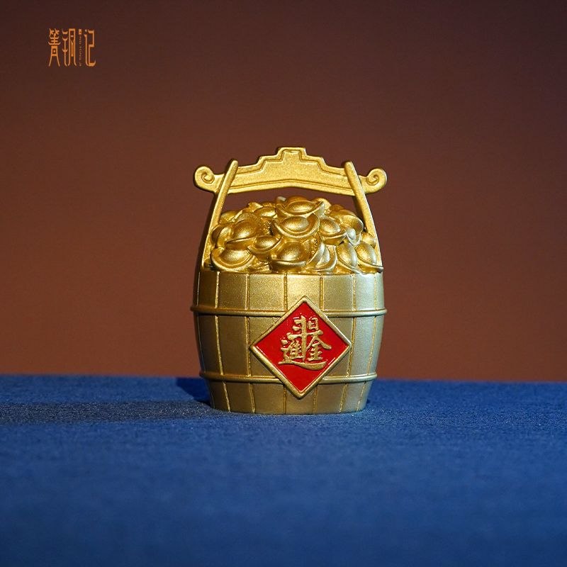 春节人生第一桶金黄铜摆件家居装饰品客厅玄关办公室圣诞新年礼物