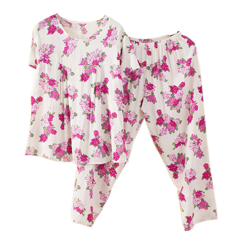 夏季女棉绸中老年人睡衣家居服