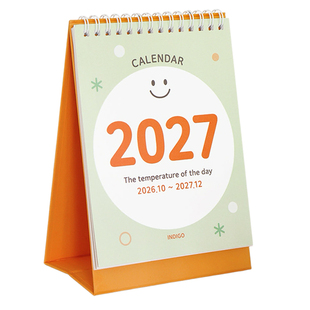 韩国indigo可爱笑脸2027年桌面月计划台历双面彩页记事打卡月日历