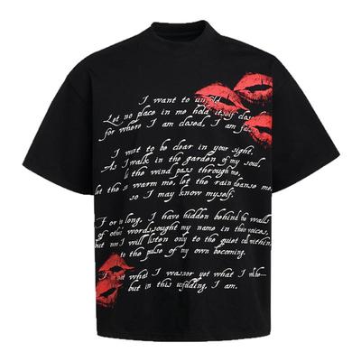 「EU」唇印美式休闲情侣短袖T恤