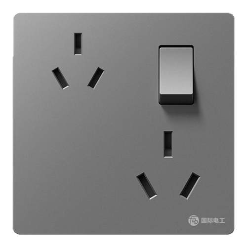 86型一开错位六孔三三眼插座10A6眼带开关黑白灰色带开关插座面板