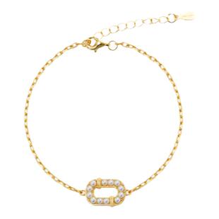 【春节正常发货】Neverfar环扣许愿珍珠手链铜镀18K金简约气质