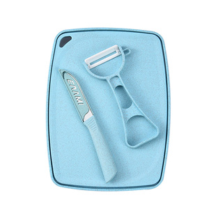 小麦秸秆菜板四件套水果刀套装果盘砧板厨房宝宝辅食刀具宿舍用品