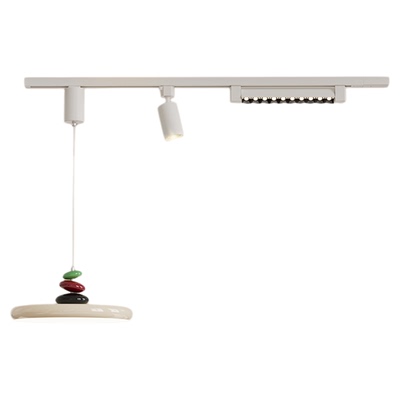 中古奶油风轨道餐厅吊灯可移动饭厅吊灯复古创意M豆吧台灯具