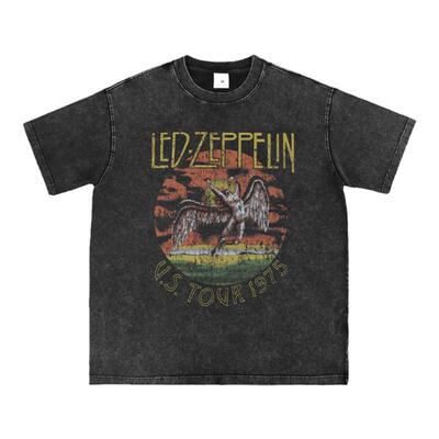 LedZeppelin水洗做旧摇滚短袖T恤