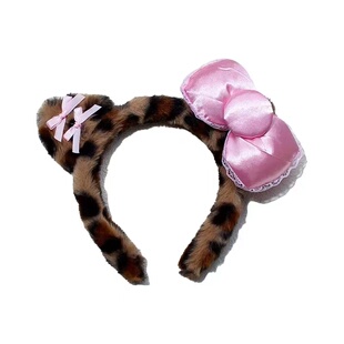 张元英同款粉色蝴蝶结hellokitty发箍女可爱毛绒KT猫耳朵洗脸头箍