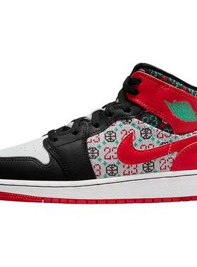 Jordan高帮女板鞋耐克圣诞节AJ1运动鞋软底防滑耐磨休闲鞋DQ8423