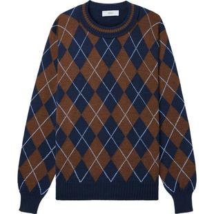 【折扣】Pringle of Scotland 男秋冬宽松菱形格纹嵌花羊毛毛衣