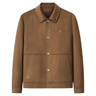 【羽绒内胆】与狼共舞山羊绒翻领夹克男2024冬季新款保暖毛呢外套