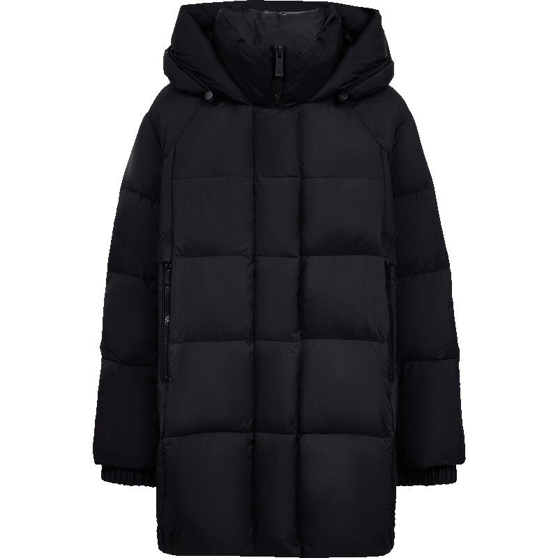 ONLY90白鸭绒连帽中长款羽绒服