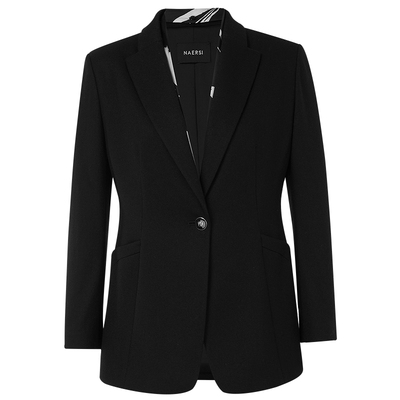 NAERSI娜尔思绵羊毛西装可拆卸丝巾春秋季轻柔舒适百搭通勤外套女