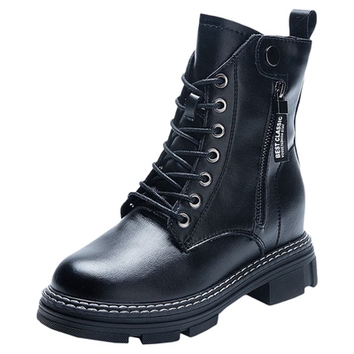 厚底7CM内增高加绒马丁靴女2026春夏新款英伦风中筒百搭显瘦短靴