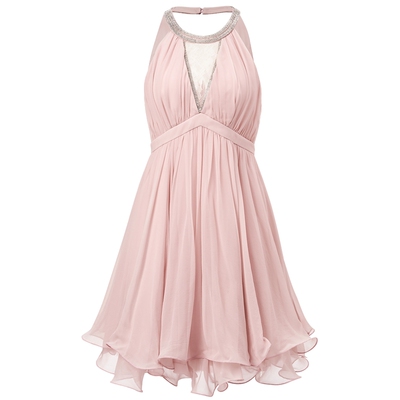 【奥莱】MAXRIENY优雅浪漫风蜜桃粉A摆娃娃裙