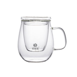 耐热玻璃三件杯手工吹制高硼硅玻璃透明泡茶杯办公杯高透明度