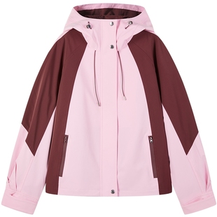 太平鸟女装秋季三合一撞色内里抽绳连帽外套A3BBE3502