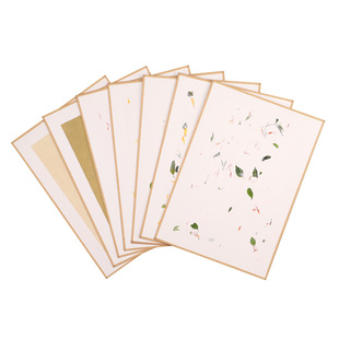 檀溪新品【手工云龙皮纸画片】加厚包边软卡镜片精制免装裱书法写意国画半生半熟花草红花云龙仿古云龙纸卡片