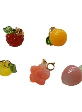 少女心天然粉橘盐源玛瑙桃子吊坠