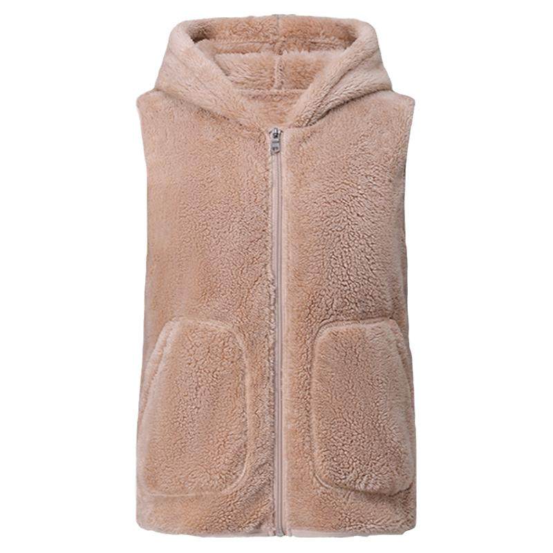 马甲女秋冬外穿抓绒连帽背心中老年外套双面百搭妈妈装摇粒绒马夹