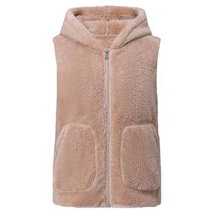 马甲女秋冬外穿抓绒连帽背心中老年外套双面百搭妈妈装摇粒绒马夹