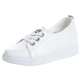 真皮小白鞋女内增高一脚蹬女鞋浅口夏季镂空透气头层牛皮休闲板鞋