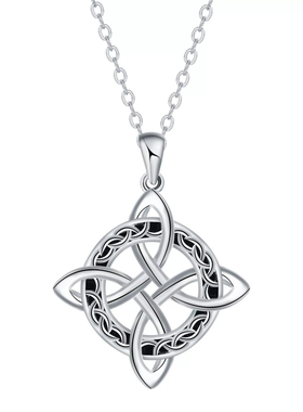 欧美风银色凯尔特结项链女合金链条四叶草吊坠锁骨链