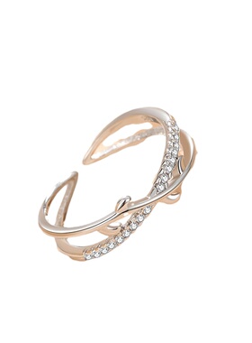 橄榄叶枝芽戒指纯银清新开口可调