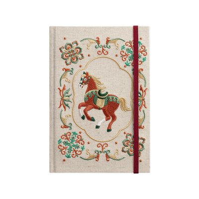 刺绣马年记事本白瑶纸棉麻记事本