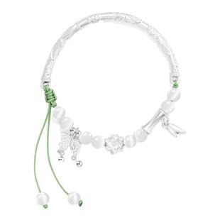 S999足银蝴蝶半镯手链女纯银轻奢小众精致2025新款手镯情人节礼物