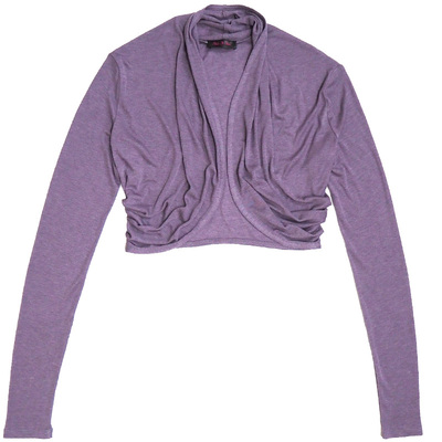 羊毛醋酸荡领薄针织短款开衫外套