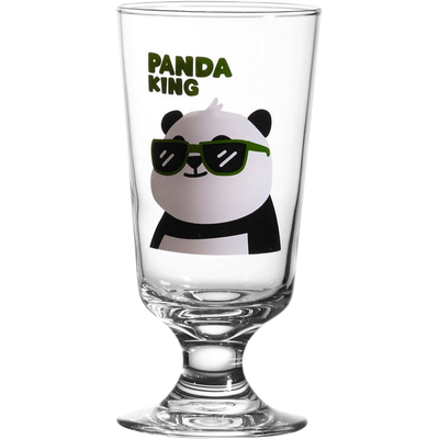 原创熊猫玻璃矮脚饮料杯咖啡杯子