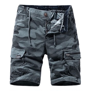 男士夏季迷彩美式工装弹力短裤Elastic camo cargo shorts men