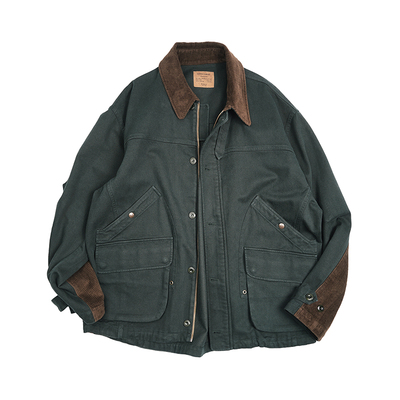 1533复古墨绿色猎装夹克外套休闲