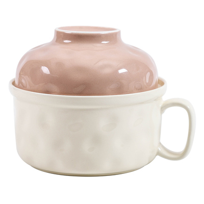 陶瓷泡面碗带盖可微波炉饭碗宿舍用学生高颜值面碗食堂打饭专用碗