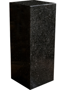 天然黑洞石立柱大理石底座摆件