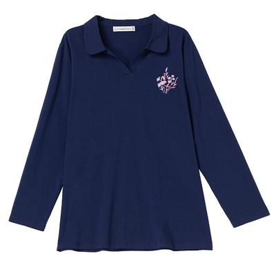 中老年妈妈宽松大码刺绣打底衫