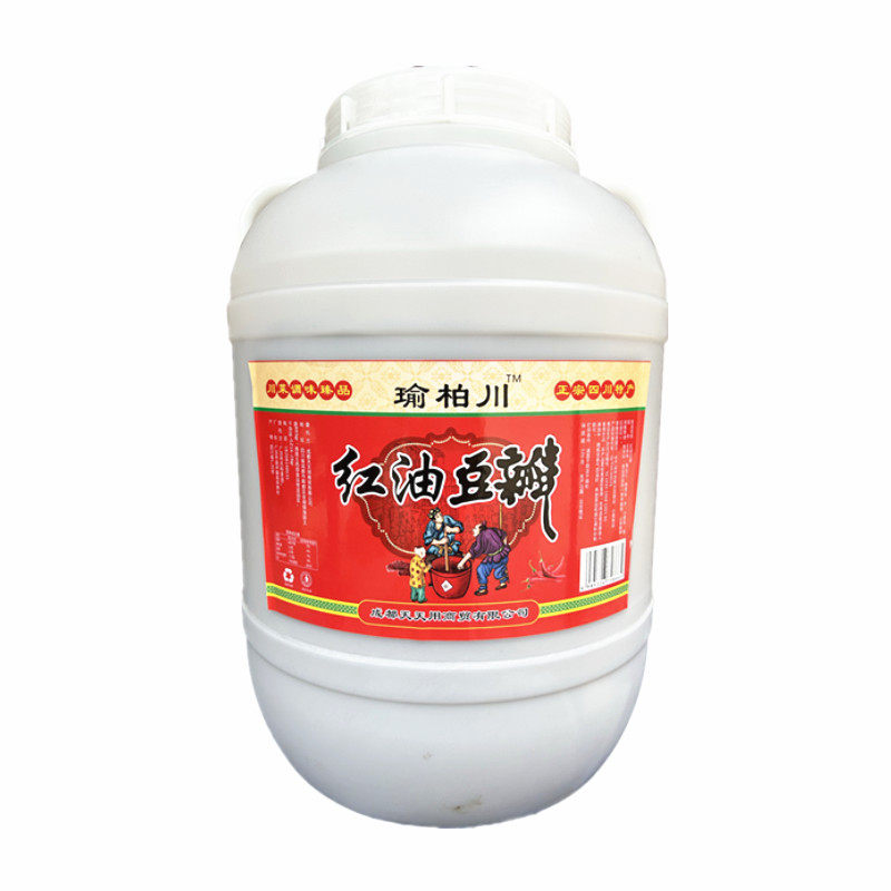 瑜柏川红油豆瓣酱大桶50斤商用
